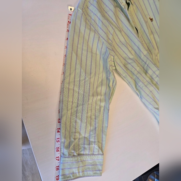 Ralph Lauren Women's Light Green Striped Slim Fit Polo Button Down ~ Size 12 - Picture 11 of 11